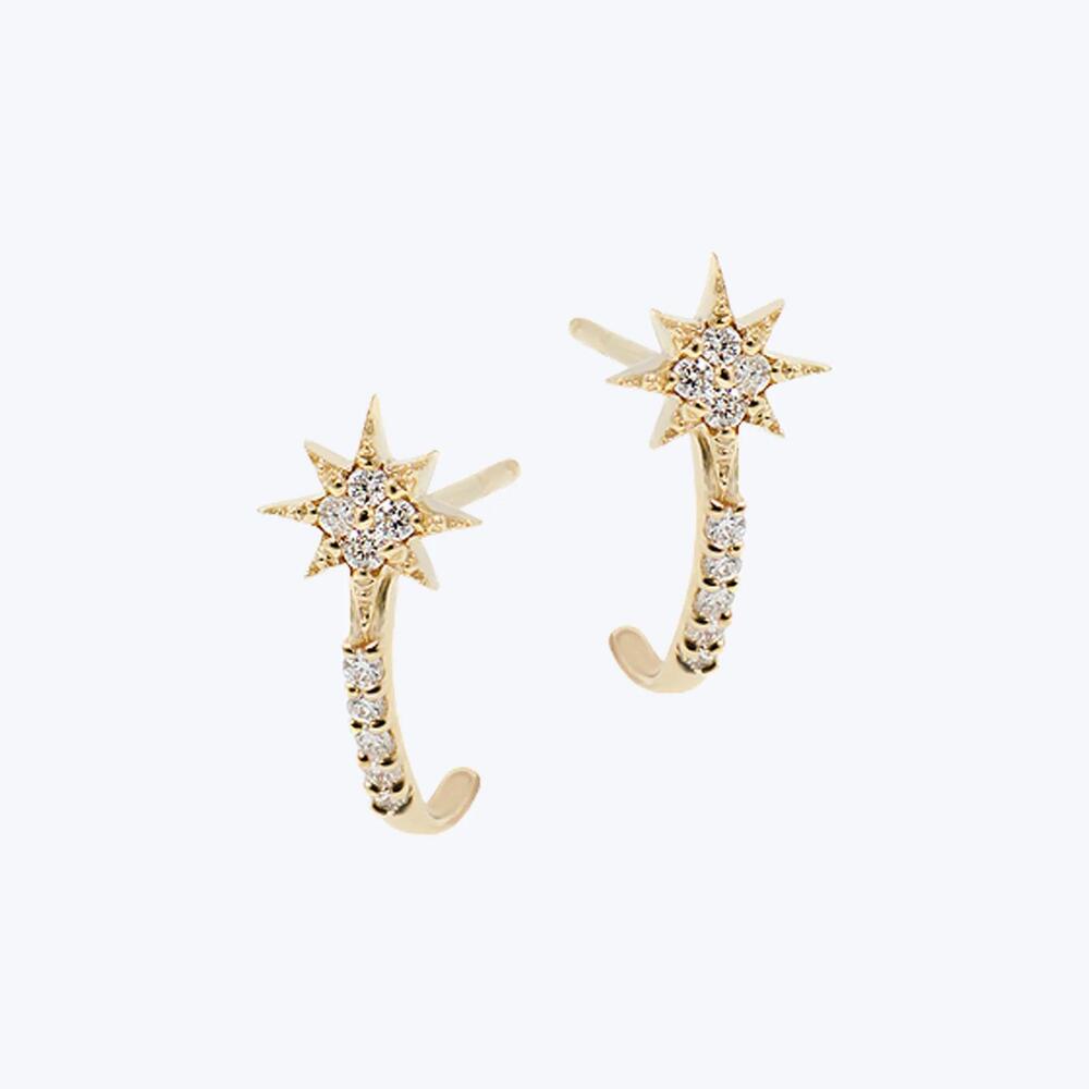 Micro Aztec North Star Half Hoops Earring